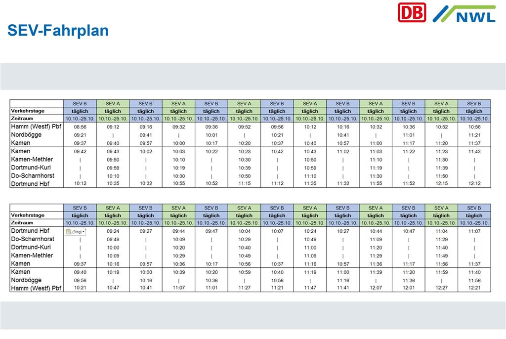 Beispielhafter Fahrplan für die Busse, die ab Freitagabend, 22 Uhr, zwischen Dortmund und Hamm pendeln.