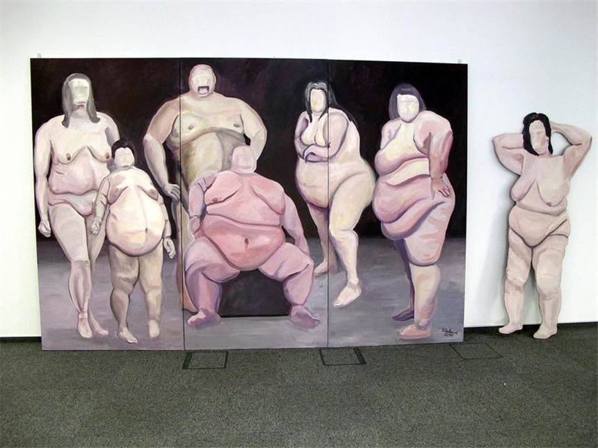 Die Kunst ist fettig Benno Sökeland malte eine dicke Familie: Stolz und selbstbewusst trotz ihrer Gesichtslosigkeit.
