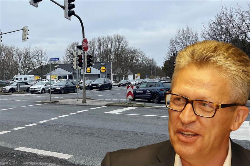 SPD spricht sich nach Surfworld-Diskussion um Verkehr für Lkw-Verbot aus Fotomontage: Bürgermeister Schäfer und die Kreuzung in Bergkamen
