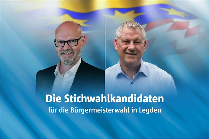 Livestream: Stichwahl-Talkrunde mit Laukötter und Berkemeier am Donnerstag Bernhard Laukötter (links) und Dieter Berkemeier treten am 27. September in der Stichwahl gegeneinander an und wollen neuer Bürgermeister in Legden werden.