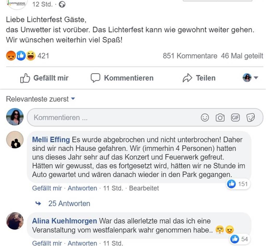 Lichterfest: „Wie kriege ich mein Geld zurück?“ - Empörung über den Abbruch, der keiner war Lichterfest: „Wie kriege ich mein Geld zurück?“ - Empörung über den Abbruch, der keiner war