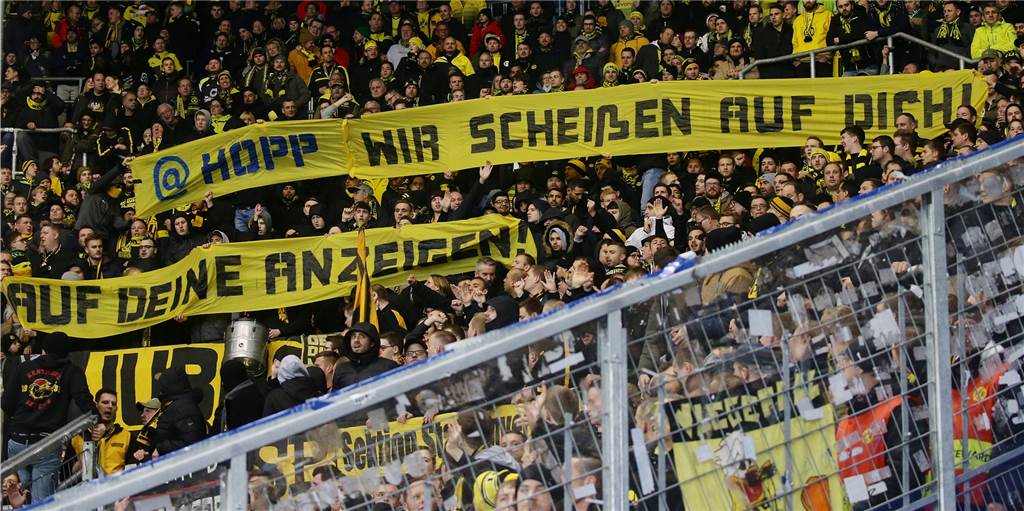 Wegen Hopp-Anfeindungen: BVB muss drei Jahre ohne Fans nach Hoffenheim Wegen Hopp-Anfeindungen: BVB muss drei Jahre ohne Fans nach Hoffenheim