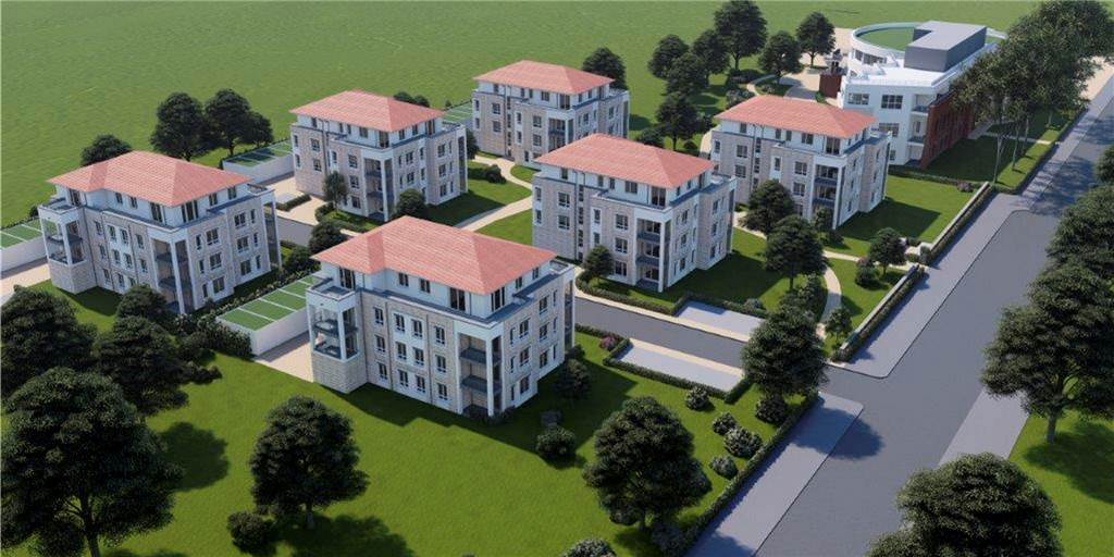 Wohngebiet an Preußenstraße soll ohne Verzögerung fertig werden - Kompromiss für Bauverein So sehen die Pläne des Bauvereins an der Preußenstraße (unten im Bild) aus: Links sechs der sieben Wohnhäuser, rechts das Dienstleistungsgebäude mit der Fassade des ehemaligen Verwaltungsgebäudes Preußen I/II. Das siebte Wohngebäude, mit den Eigentumswohnungen, soll sich in der hinteren Reihe links anschließen.