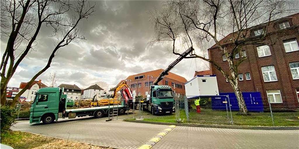 Krankenhaus-Ausbau trotz Corona: Arbeiter von Patienten getrennt Der Krankenhaus-Ausbau in Kirchlinde hat Mitte Februar begonnen. 2022 soll der neue Nordflügel fertig sein.