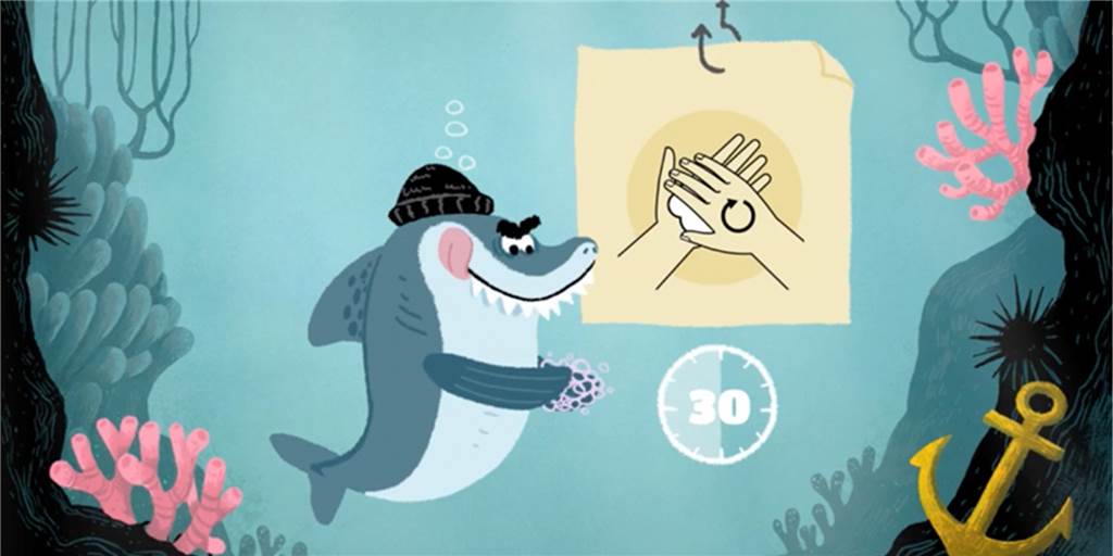 Johnny, der saubere Haifisch soll Kindern und Musikern helfen Johnny der Haifisch nimmt das Händewaschen ganz genau.