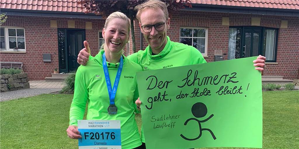 Südlohner und ein Stadtlohner liefen Hannover Marathon im Münsterland Daniel und Markus Tecker vom Südlohner Lauftreff nach ihrem absolvierten Halbmarathon.