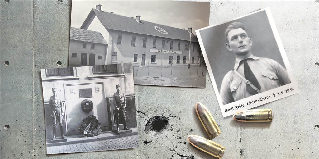 SA-Mann Emil Fröse: Kopfschuss 1932 an der Bäckerstraße - Märtyrer für Neonazis bis heute Emil Fröse, die Mahnwache an der Gedenkstätte und das nach ihm benannte SA-Heim.