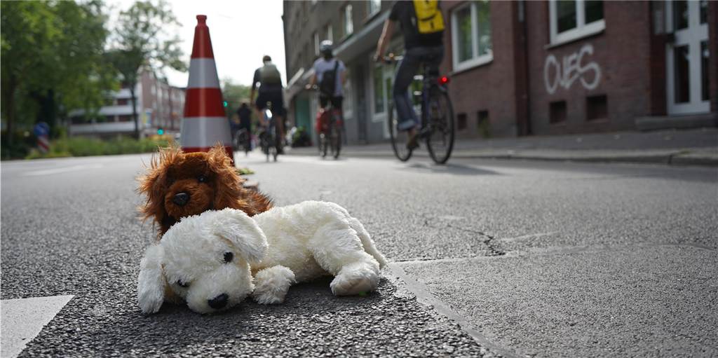 Dortmunder Radfahrer demonstrieren mit Kuscheltieren für mehr Sicherheit Dortmunder Radfahrer demonstrieren mit Kuscheltieren für mehr Sicherheit