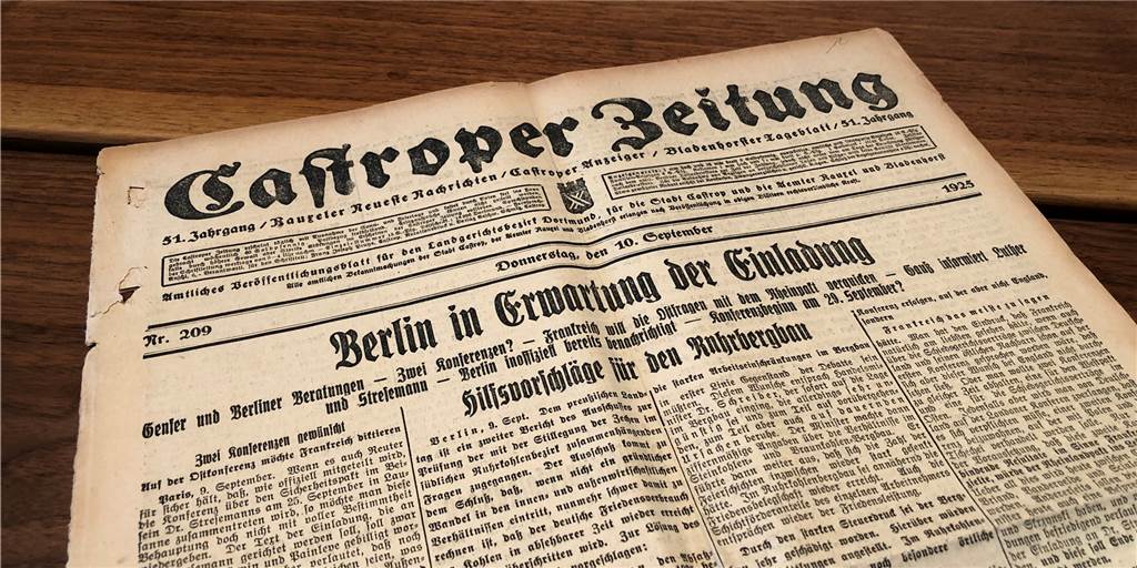 Die Castroper Zeitung vom 10. September 1925: Diese Ausgabe bietet einen wunderbaren Blick in die Vergangenheit.