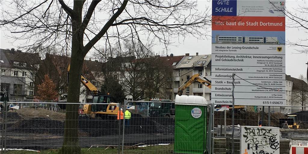 Wie hier am Sunderweg in der Nordstadt, wo die Bauarbeiten für die neue Lessing-Grundschule begonnen haben, sollen in Dortmund gleich mehrere neue Schulen entstehen.