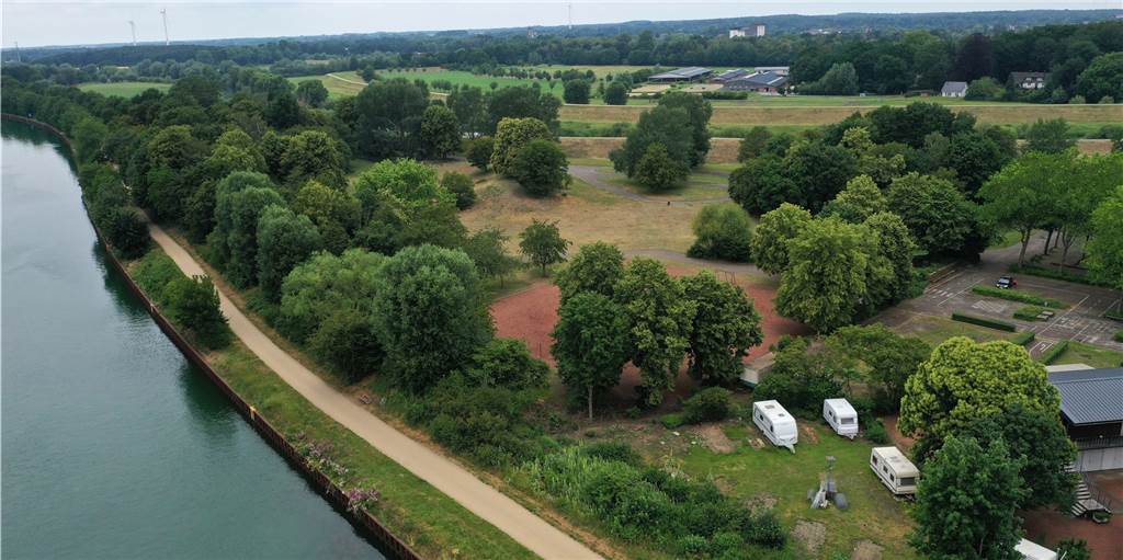 Große Pläne: So schön soll der Bürgerpark in Dorsten werden Der Bürgerpark Maria Lindenhof wird im Bereich des Kanutenheims (unten rechts) einen neuen Zugang von der Kanaluferpromenade bekommen.