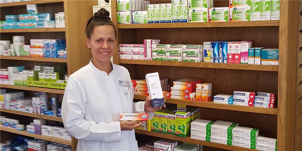 Apotheken in Ascheberg sind auf EPS-Allergien vorbereitet Die Apothekerin Dr. May Töpfer hat in der Brunnen Apotheke in Ascheberg genügend Vorrat an Salben und Tabletten gegen Juckreiz und Allergien, die häufig von Eichenprozessionsspinnern ausgelöst werden.