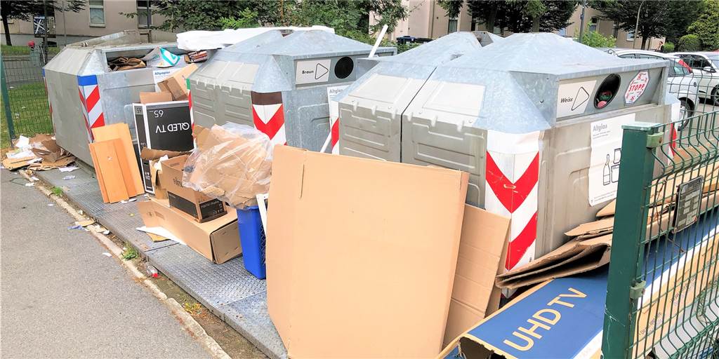 Die neuen Abfall-Detektive spüren Müll-Sünder im Dortmunder Westen auf An diesem Container-Standort sind dem neuen Ermittlungsdienst Abfall Müll-Sünder ins Netz gegangen. Bei diesem Foto handelt es sich um einen neuen "Vermüllungsfall".
