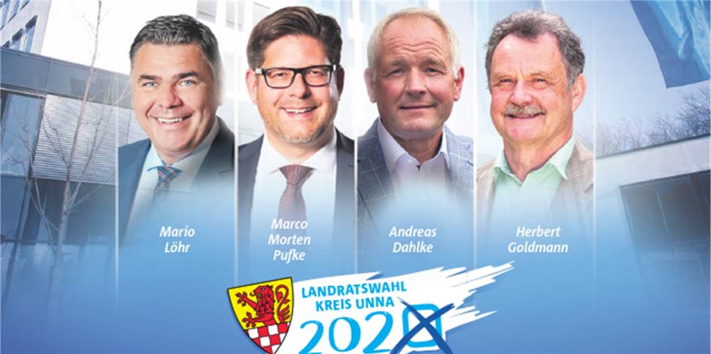 Landratskandidaten über Digitalisierung im Kreis Unna: „Wir müssen Gas geben“ Die Teilnehmer des Rededuells "Werne vor der Wahl": die Landratskandidaten 2020 v. l. Mario Löhr (SPD), Marco Morten Pufke (CDU), Andreas Dahlke (GFL) und Herbert Goldmann (Grüne). Dieses Mal zum Thema Digitalsierung.