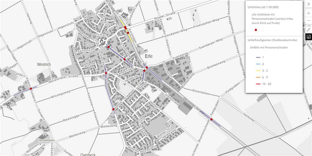 Neuer Unfallatlas zeigt einzigen Raesfelder Unfallschwerpunkt nicht an Drei Unfälle auf der Dorstener Straße auf oder in Nähe der Kreuzung Schermbecker Straße / Rhader Straße zeigt der Unfallatlas im Jahr 2019. Als Unfallhäufungspunkt führt die Polizei diese Stelle aber nicht.