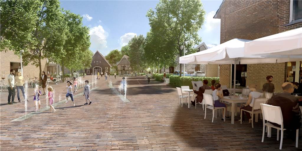 Gemeinde Ascheberg stellt Pläne für komplette Ortskern-Umgestaltung vor Die Landschaftsarchitekten- und Stadtplanerbüro Lohaus - Carl - Köhlmos wurde mit der Umgestaltung des Ascheberger Dorfkerns beauftragt. So wie in dieser Animation soll künftig der Eschenplatz an der Sandstraße aussehen.