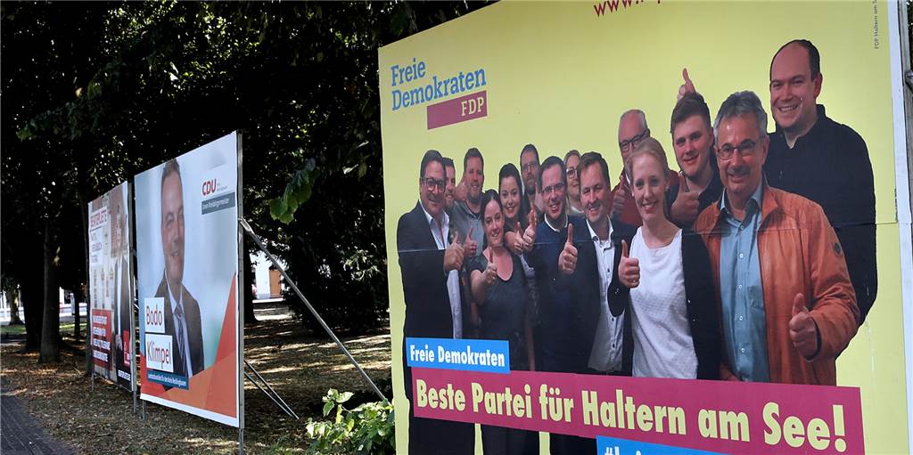 Wahlplakate der Parteien sind in Haltern beschmiert worden Vor allem solche Großplakate wie hier an der Rochfordstraße wurden in Haltern beschmiert. Wir zeigen hier bewusst einige unversehrte, um den Tätern kein öffentliches Forum zu bieten.