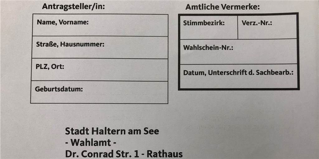 Briefwahl-Kampagne der CDU Haltern wirft Fragen auf Ausschnitt aus dem beigelegten Formular im CDU-Brief
