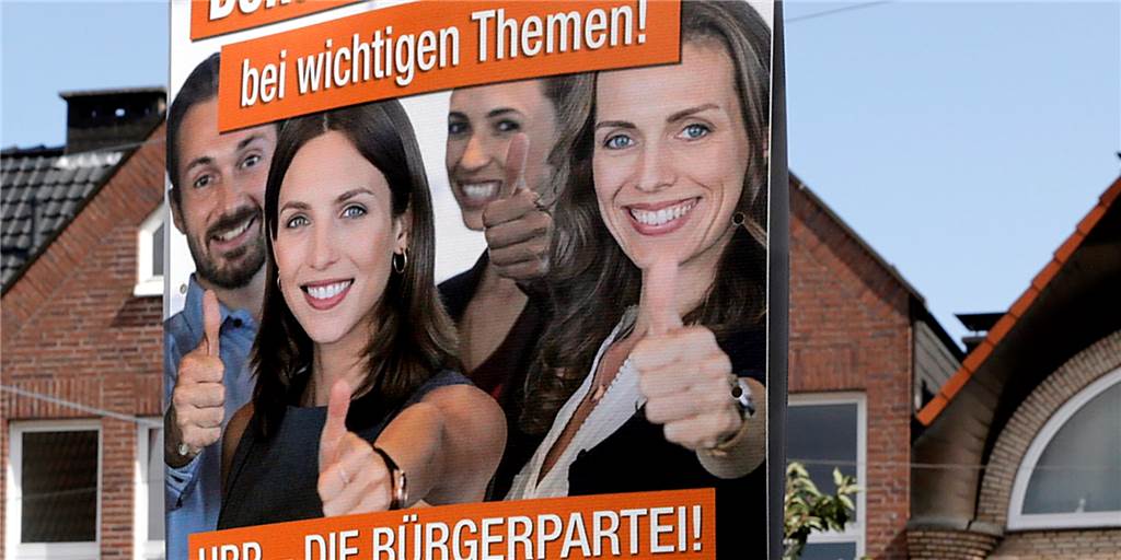 Mogelpackung: Die UBP trickst auf ihren Wahlplakaten in Haltern Das UBP-Plakat am Gantepoth