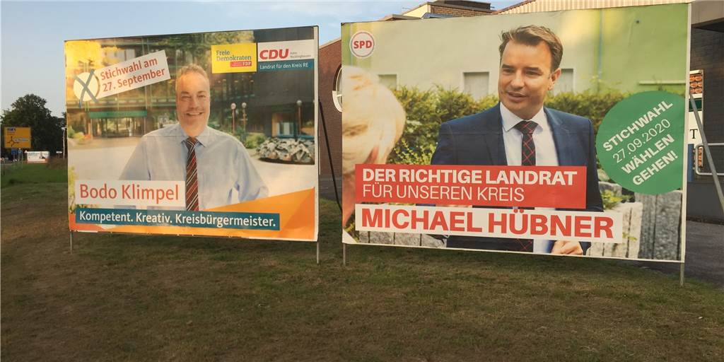 Wegen Stichwahl: CDU und SPD setzen weiterhin auf Plakatwerbung In Haltern wird nun aktiv für die Stichwahl am 27. September geworben.