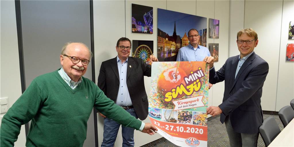 Sim-Jü in Werne: So sieht das Alternativ-Event 2020 aus An die Stelle der Sim-Jü-Kirmes tritt 2020 eine Alternative. Rainer Schulz (v.l.), Patrick Arens, Frank Gründken und Lothar Christ gaben am Dienstag (29.9.) erste Details bekannt.