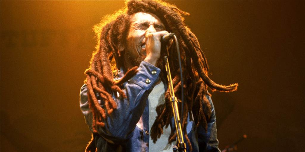 Bob Marley am 13. Juni 1980 auf der Bühne der Dortmunder Westfalenhalle.