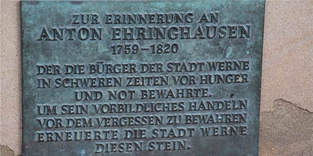 Anton Ehringhausen bewahrte viele Werner vor dem Hungertod Denkmal zur Erinnerung an Franz Anton Ehringhausen