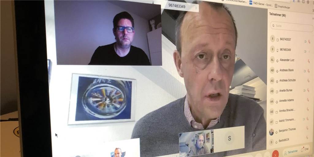 Friedrich Merz, Kandidat für den CDU-Parteivorsitz, stellte sich wie seine Mitbewerber Armin Laschet und Norbert Röttgen im digitalen Kandidatencheck der CDU Ruhr den Fragen der Mitglieder, darunter CDU-Kreisparteichef Marco Morten Pufke.