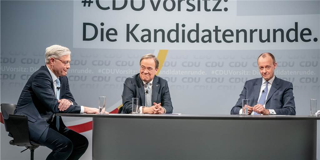 CDU-Fraktionsvorsitzende wünschen sich Jens Spahn in vorderster Reihe Nobert Röttgen (l.), Armin Laschet (M.) und Friedrich Merz stehen am Samstag zur Wahl.