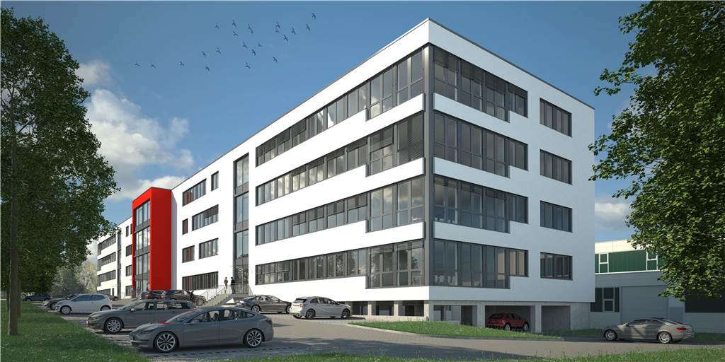 Dortmunder Unternehmen will Roboter in die Supermärkte bringen So, wie in dieser Animation, sieht das neue Swisslog-Gebäude an Bünnerhelfstraße am Ende aus. Die Firma für Automatisierungstechnik ist in Dortmund auf Expansionskurs und will den Neubau im April beziehen.