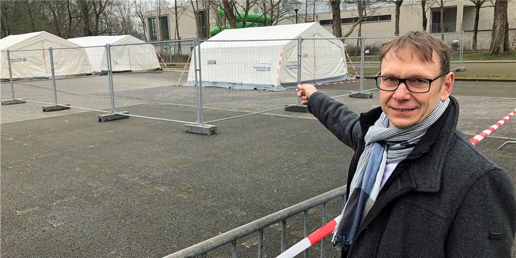 Mit Video: Nicht alle Bürger dürfen das Schnelltestzentrum in Werne künftig nutzen Bürgermeister Lothar Christ hofft auf eine baldige Eröffnung des Corona-Schnelltest-Zenrums auf dem Parkplatz am Hagen.