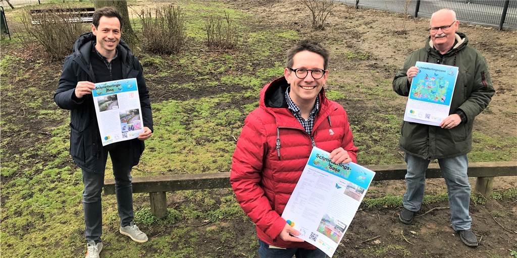 Alter Spielplatz in Dorsten wird zum blühenden Klassenzimmer Florian Schultz, Heiko Raffel und Bernhard Koch (v.l.) freuen sich, dass demnächst aus dem alten Spielplatz an der Overbergstraße eine Schmetterlingswiese wird.