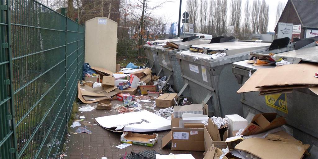 Altpapiercontainer-Standorte vermüllt – Jetzt reagiert der EUV Ein Problem, das es immer wieder nach den Weihnachtstagen gab, ist jetzt ein Dauerproblem: Übervolle Altpapiercontainer veranlassen viele Menschen dazu, ihre Pappe daneben abzuladen. Das kann teuer werden.