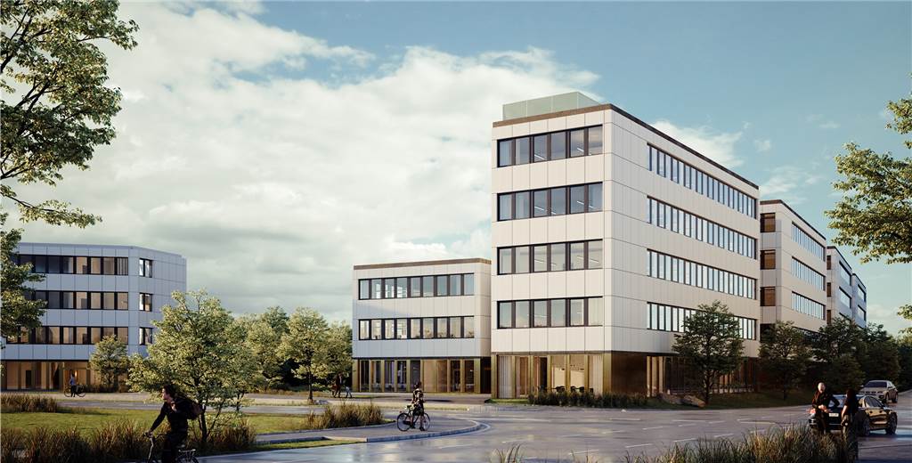 Unweit von TU und Technologiepark Dortmund entsteht ein neues Büroquartier Die fünf neuen Gebäude mit Büro- und Technologieflächen sollen nächstes Jahr im April bezugsfertig sein.