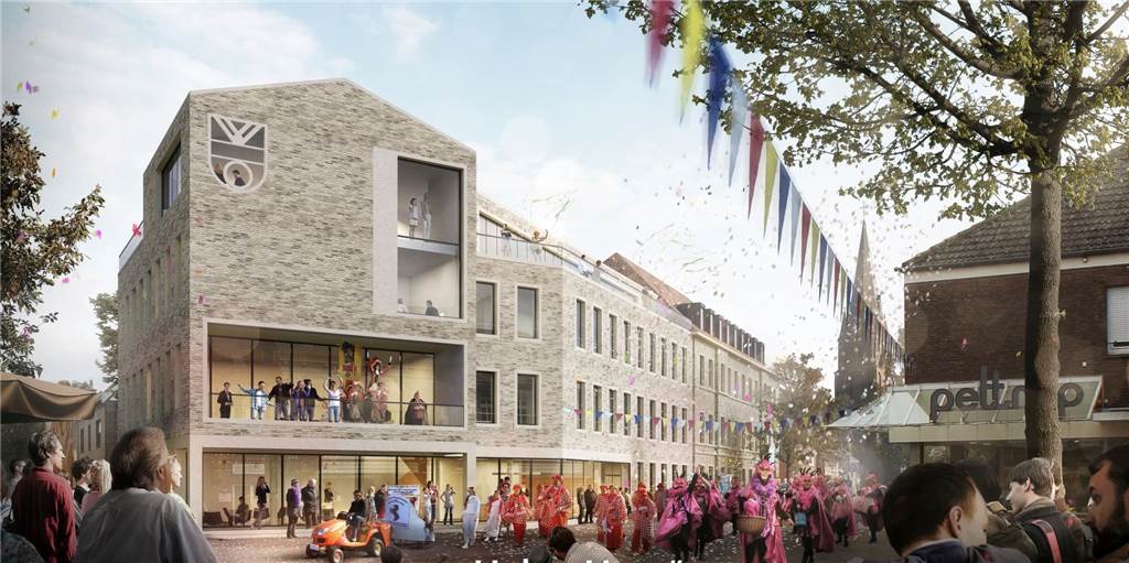 Neues Rathaus definiert Bürgernähe für Olfen neu - mit Hilfe des Landes Der Entwurf von DBCO macht deutlich, dass das dann erweiterte Rathaus den Ortskern ganz neu prägen wird.