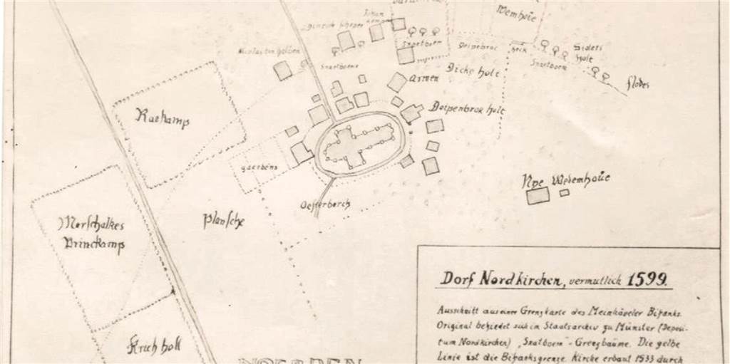Um 1540 ist das ganze Dorf Nordkirchen einmal umgesiedelt worden. Gerade um den Friedhof gab es dabei viele Streitigkeiten.