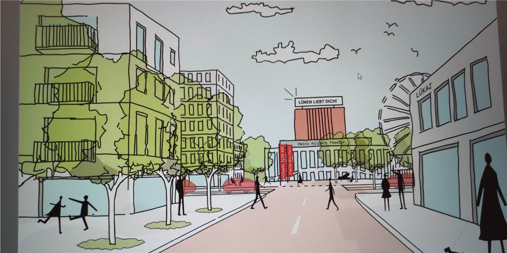 Kurt-Schumacher-Straße in Lünen: Planer verlegen roten Teppich zum Theater Über einen „roten Teppich“ samt Ampelanlage von der Innenstadt zum Theater. Das ist eine Idee von Raumplanern rund um eine Gestaltung der Kurt-Schumacher-Straße.