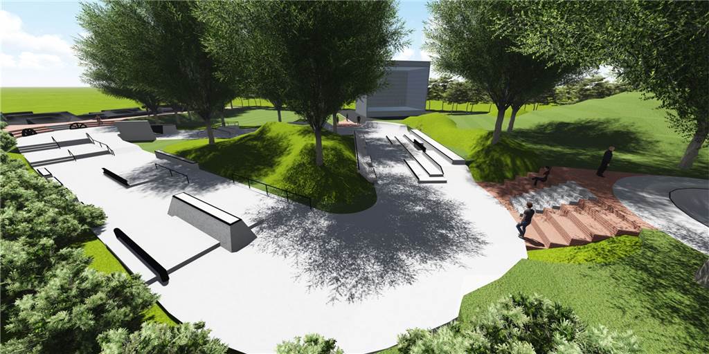 Ein Teil des Sportpark-Projekts in Hombruch wird bereits Mitte Juni fertig Auf der Hompage der Baufirma „Betonlandschaften“ sind bereits Grafiken zur Anlage zu sehen.