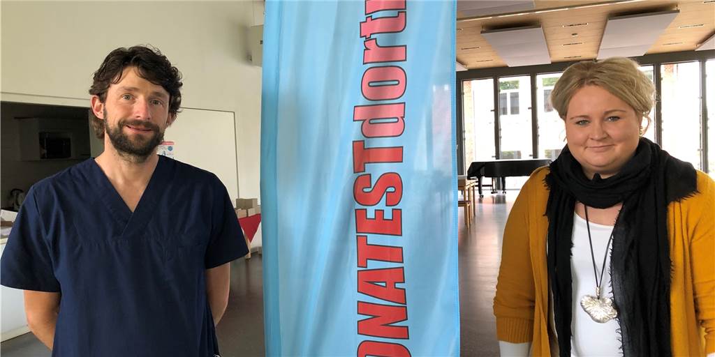 Weitere Corona-Teststelle eröffnet in Brackel – mit ungewohntem Ablauf In den Räumen der evangelischen Gemeinde Brackel (hier vertreten durch Pfarrerin Sandra Sternke-Menne) betreibt Thorsten Hassel ab 1. Juni ein Corona-Schnelltestzentrum