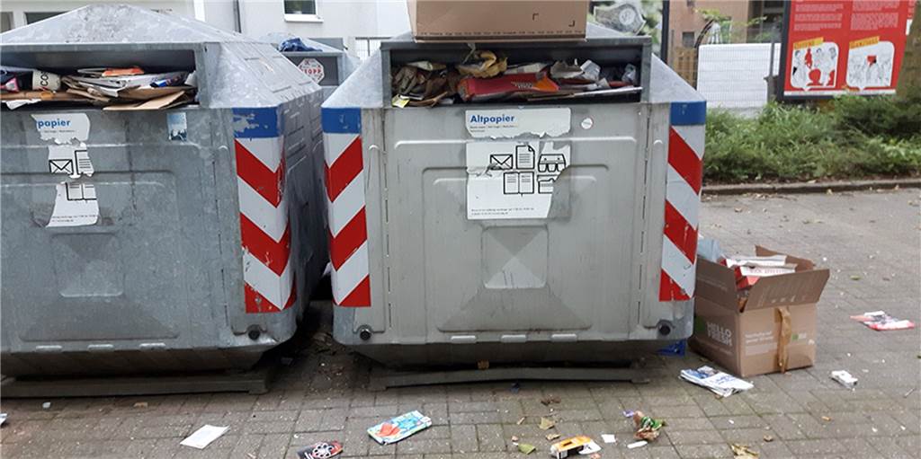 Hörde versinkt im Müll: „Die Kinder, die hier aufwachsen, tun mir Leid“ Am Schildplatz in Hörde werden die Container laut EDG inzwischen täglich geleert. Trotzdem sind diese überfüllt. Der Grund: Viele Menschen laden hier Haushaltsmüll ab.