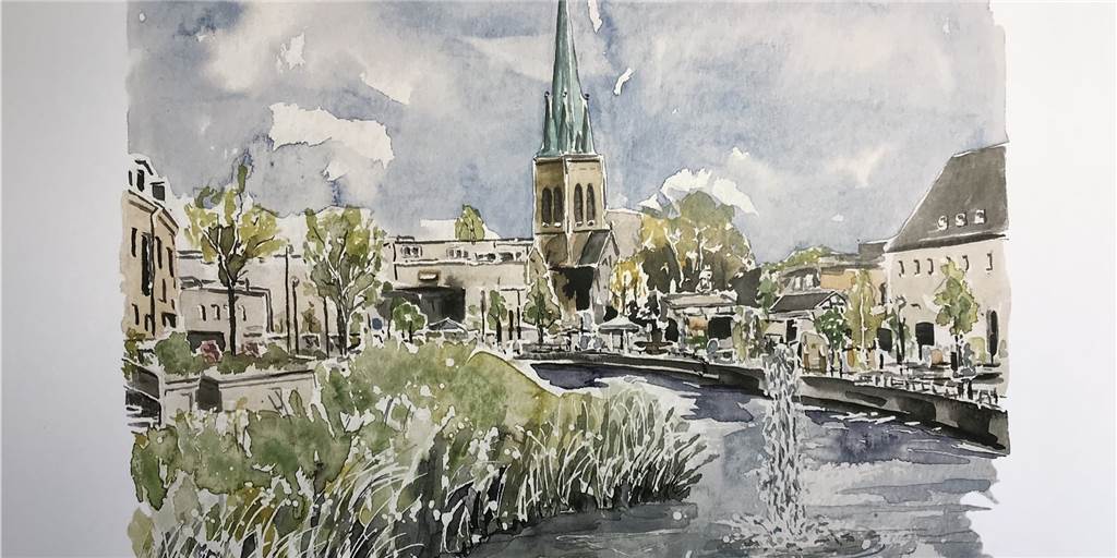 Neuer Kalender mit Dorstener Motiven: Erlös für ein wichtiges Projekt Das Deckblatt des Kalenders, auf dem der Maler Manfred Vorholt die Wall-und Grabenanlage samt Johanneskirche verewigt hat.