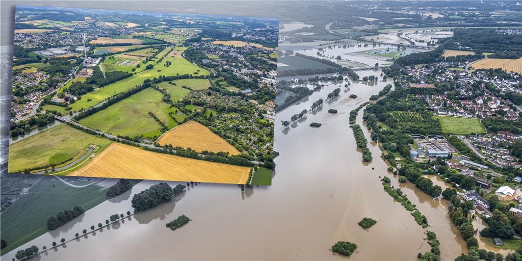 Fotostrecke: Luftbilder zeigen Schwerte während und nach dem Hochwasser