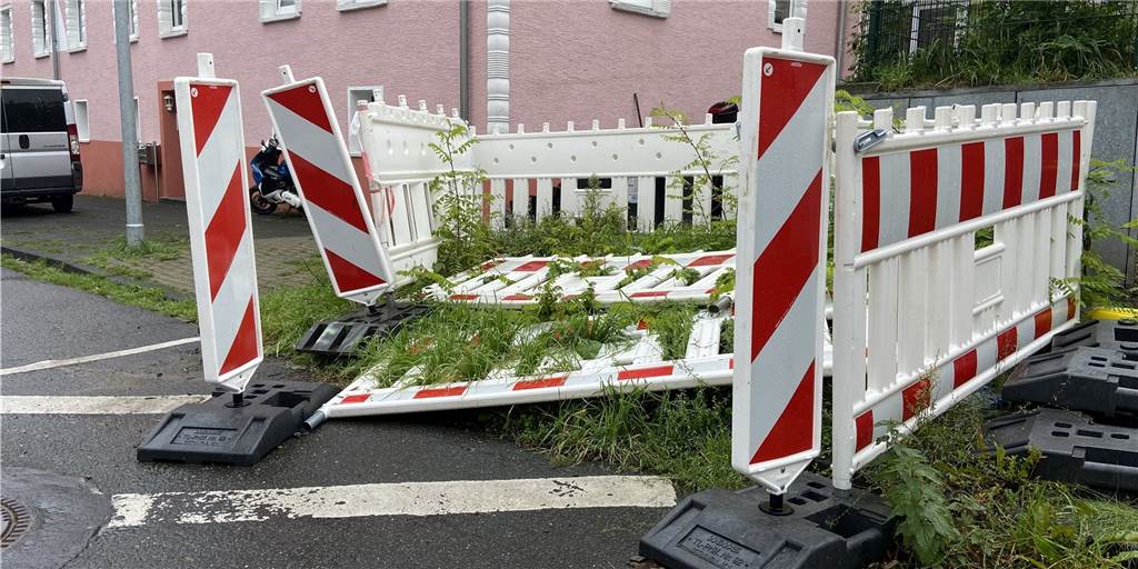 Unter Gestrüpp und umgestürzten Baken verbirgt sich ein Baumstumpf. Gleich zwei große Bäume waren an dieser Straßenecke in Obercastrop umgekippt, als Sturmtief Bernd über die Stadt hinwegfegte.