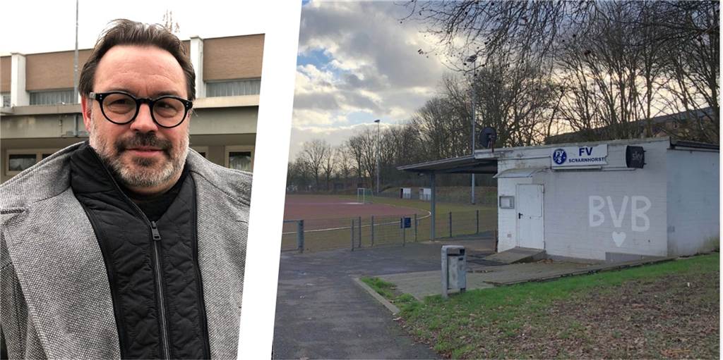 Fitness, Fußball und Laufbahn: In Scharnhorst soll ein Sportpark entstehen Der Ascheplatz von FV Scharnhorst stellt sich derzeit in desolater Verfassung dar. Hier soll ein moderner Sportpark entstehen. Bezirksbürgermeister Werner Gollnick weist darauf hin, dass bis zur Realisierung noch einige Jahre ins Land gehen dürften