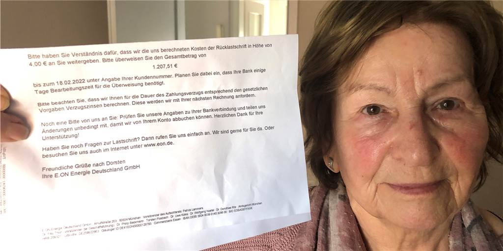 E.ON will 1.200 Euro von Hannelore Komberg - aber die Wohnung ist leer Die Dorstenerin Hannelore Komberg soll fast 1.200 Euro für Strom zahlen, der angeblich in ihrer leer stehenden Wohnung verbraucht wurde.