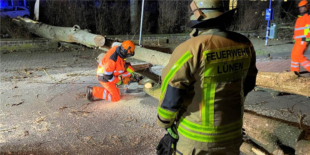 Orkantief „Zeynep“ beschäftigt Lüner Feuerwehr spät, dann aber stark
