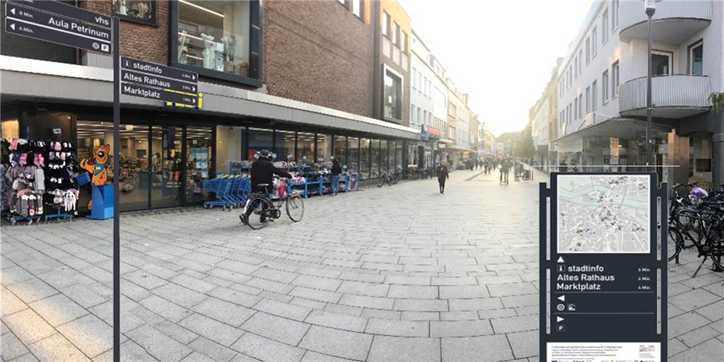 Neue Hinweisschilder in Dorstener City auf die lange Bank geschoben So ähnlich hätte die geplante neuen Beschilderung der Dorstener Altstadt aussehen. Doch sie wird zunächst aus Kosten- und Personalgründen von der Stadt verschoben.