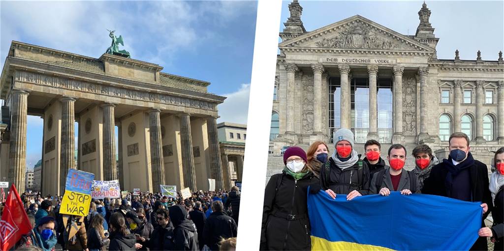 Daniel Djan überwältigt von Friedens-Demo in Berlin: „Überall Menschen“ Bei der Friedens-Demo am Sonntag am Brandenburger Tor und auf der Straße des 17. Juni waren auch Frank Schwabe und Teile seines Teams unter den Demonstranten. Unter anderem Daniel Djan aus dem Castrop-Rauxeler Stadtrat (Mitte).