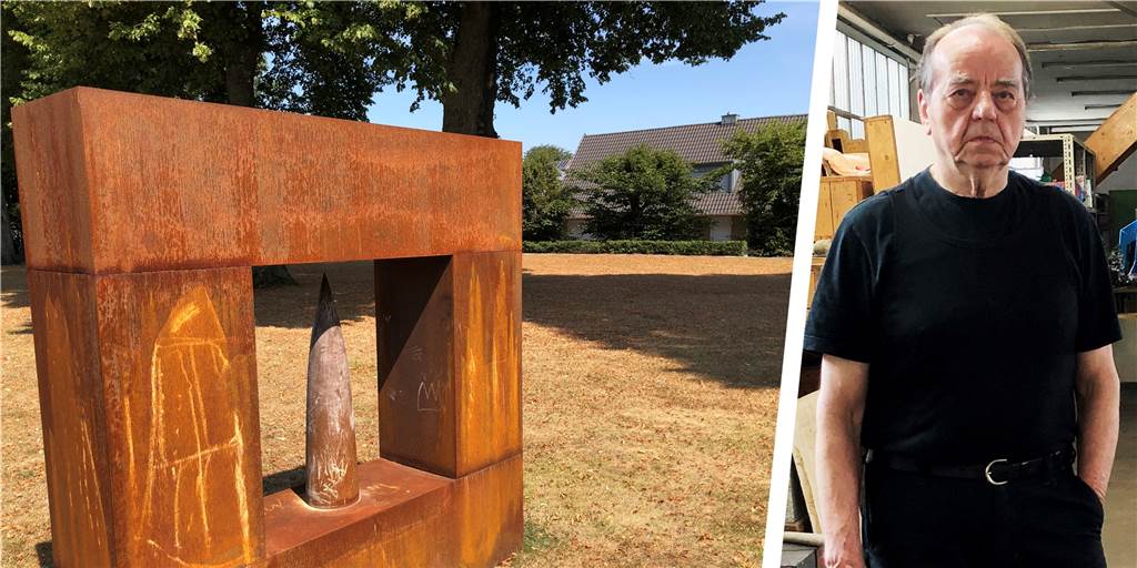 Zieht Walter Witteks Stahl-Quadrat vom Owweringpark zur Marienschule? Der Vredener Künstler Walter Wittek hat das Stahlquadrat als Hommage an Josef Albers geschaffen. Die Skulptur soll als Dauerleihgabe einen Standort an der ehemaligen Marienschule finden.