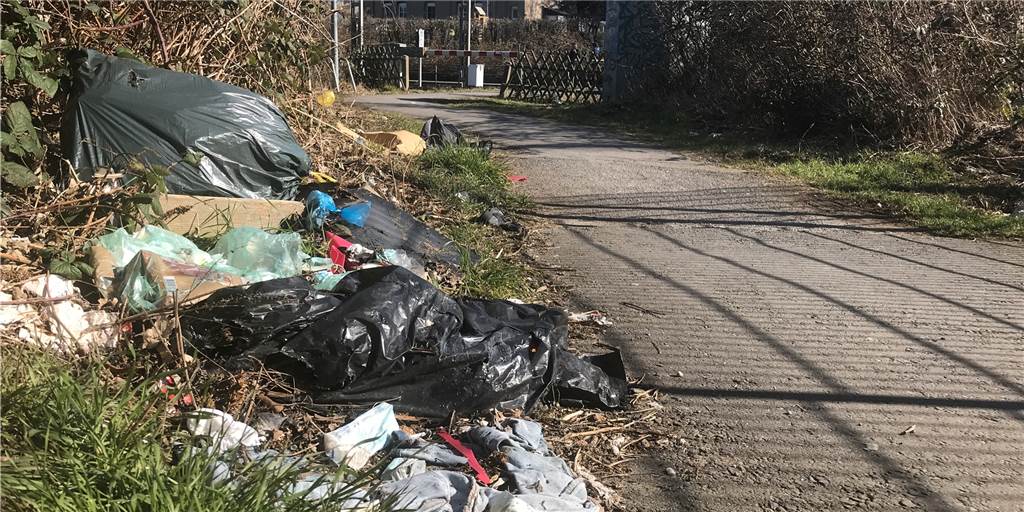 Müll säumt Weg zum Bahnhof: Gefährlich für Hunde und Kinder Wer zum Bahnhof möchte, muss an einigen Müllhaufen vorbei.